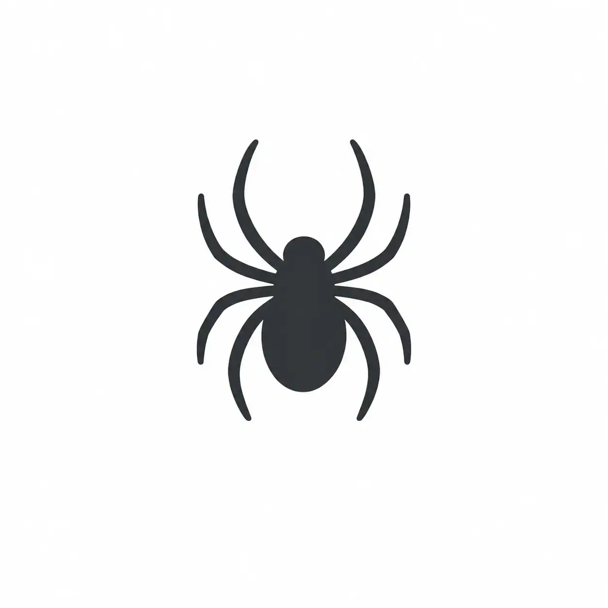 Black spider icon with eight legs, ideal for Pest Control New York City branding and marketing use.