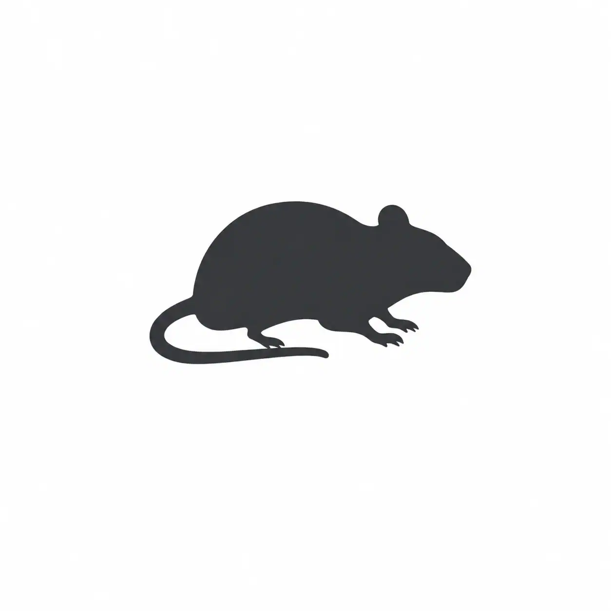 A black silhouette of a rat facing right, ideal for Pest Control New York City logos or advertisements.